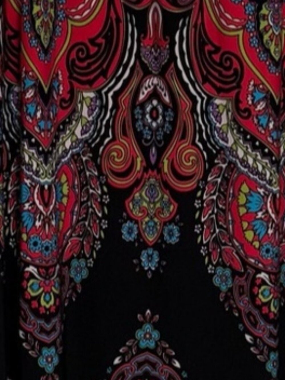 Black Sleeveless Midi Dress with Pink Paisley Print